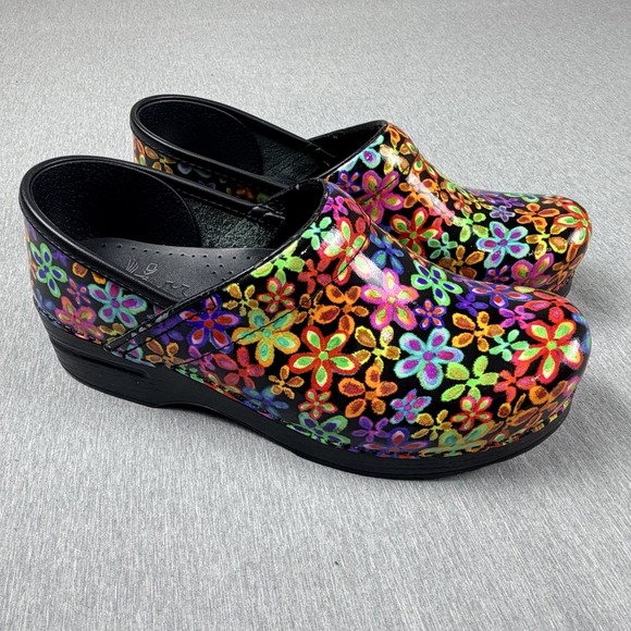 Dansko Shoes - Dansko Professional Shoes Womens Size 39 Floral Patent Leather Clogs Comfort